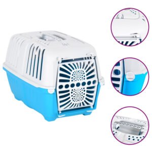 Pet Carrier White and Blue 48x31.5x33cm Polypropylene