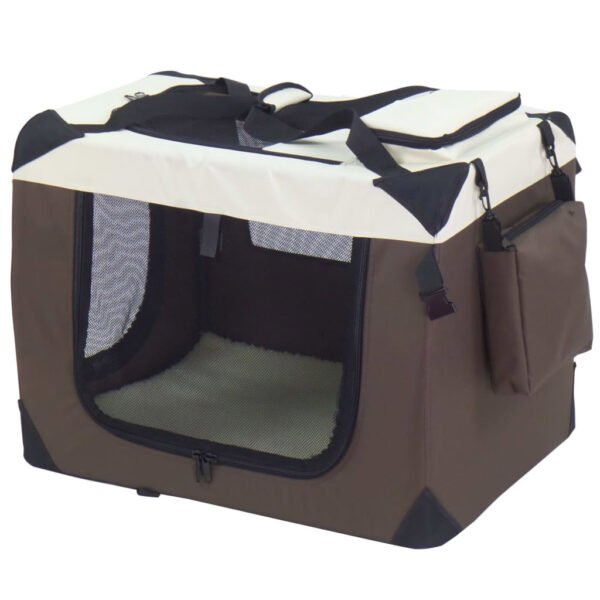 Pet Dog Crate Brown 50x34x36 cm Nylon